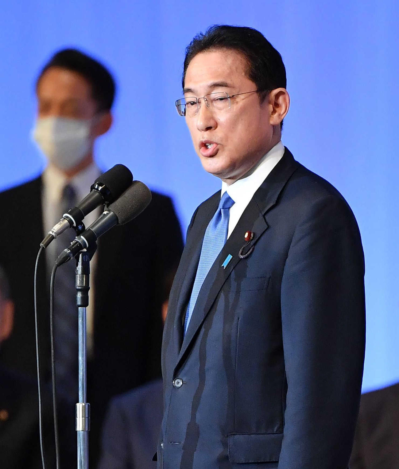 あいさつする岸田文雄自民党新総裁（代表撮影）