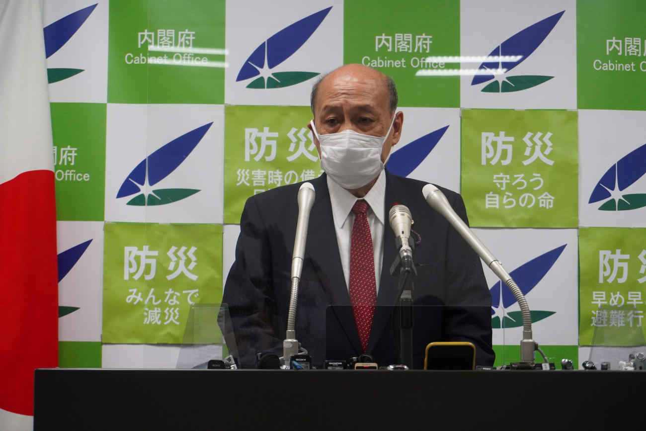 就任会見を行った二之湯智国家公安委員長（撮影・沢田直人）
