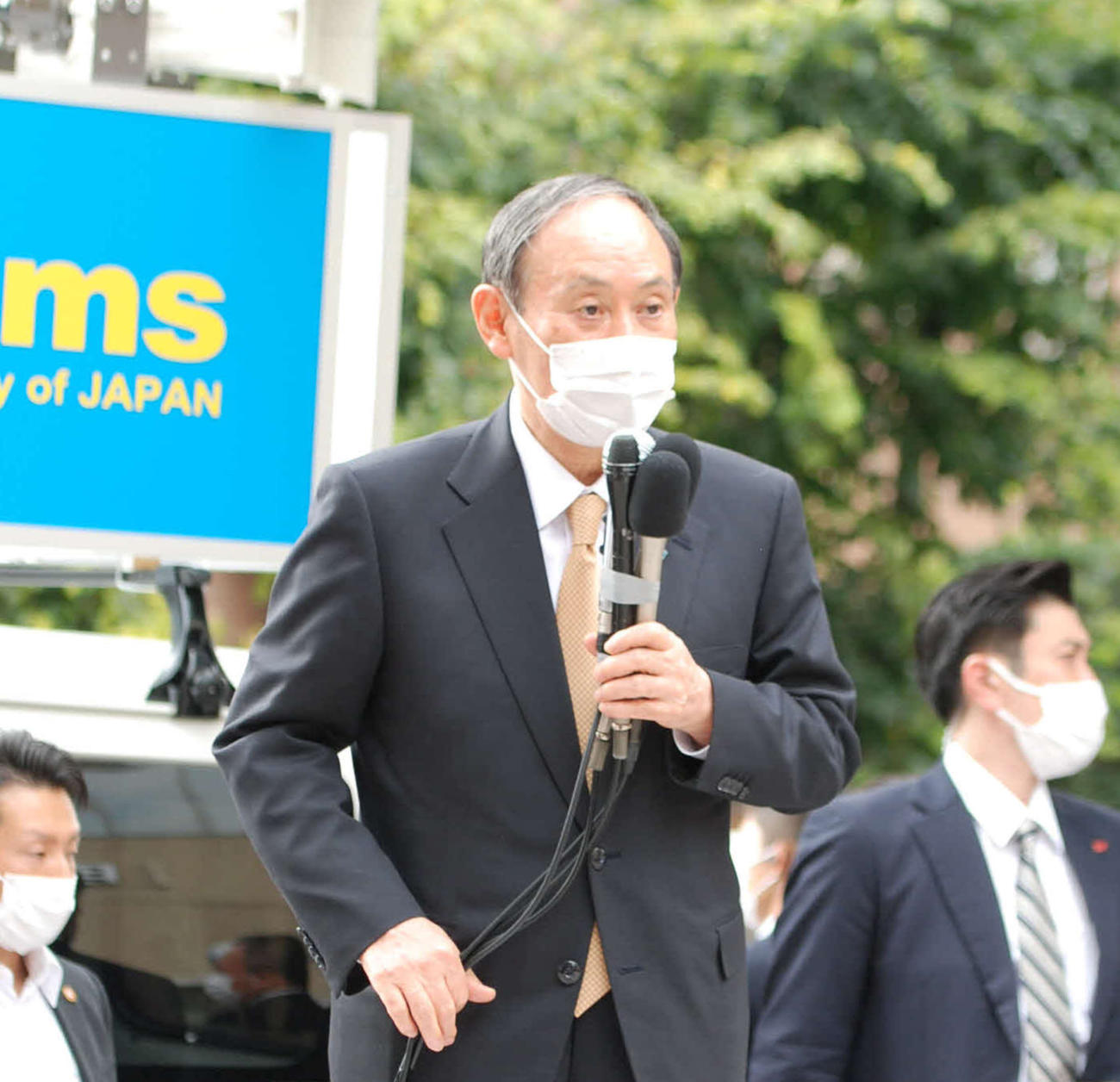 兵庫県宝塚市で街頭演説した菅前首相（撮影・松浦隆司）