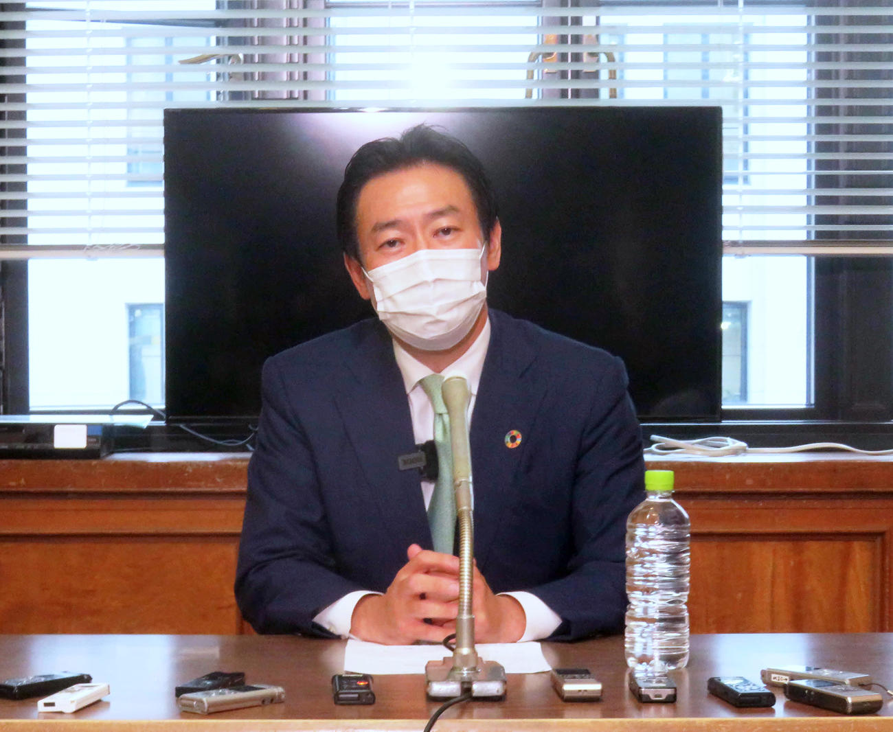 公示前日に出馬見送りを発表した秋元司前衆院議員（撮影・大上悟）