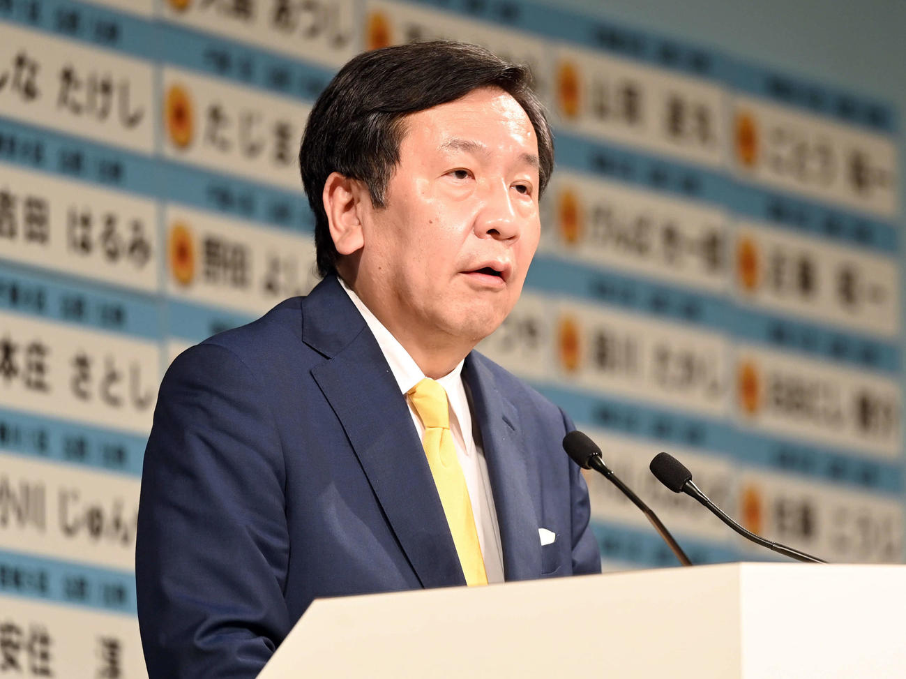 会見に臨む立憲民主党の枝野代表（撮影・たえ見朱実）