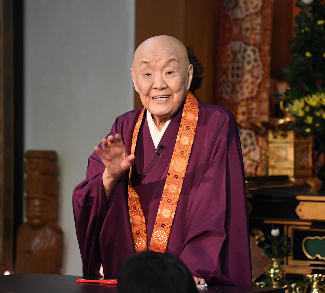 法話をする瀬戸内寂聴さん（2019年4月21日撮影）