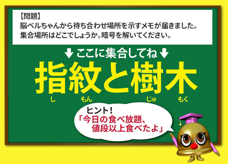 暗号解読（答えは新宿。値段以上食べる＝元を取る。「も」と「と」を取ると「しんじゅく」になる）