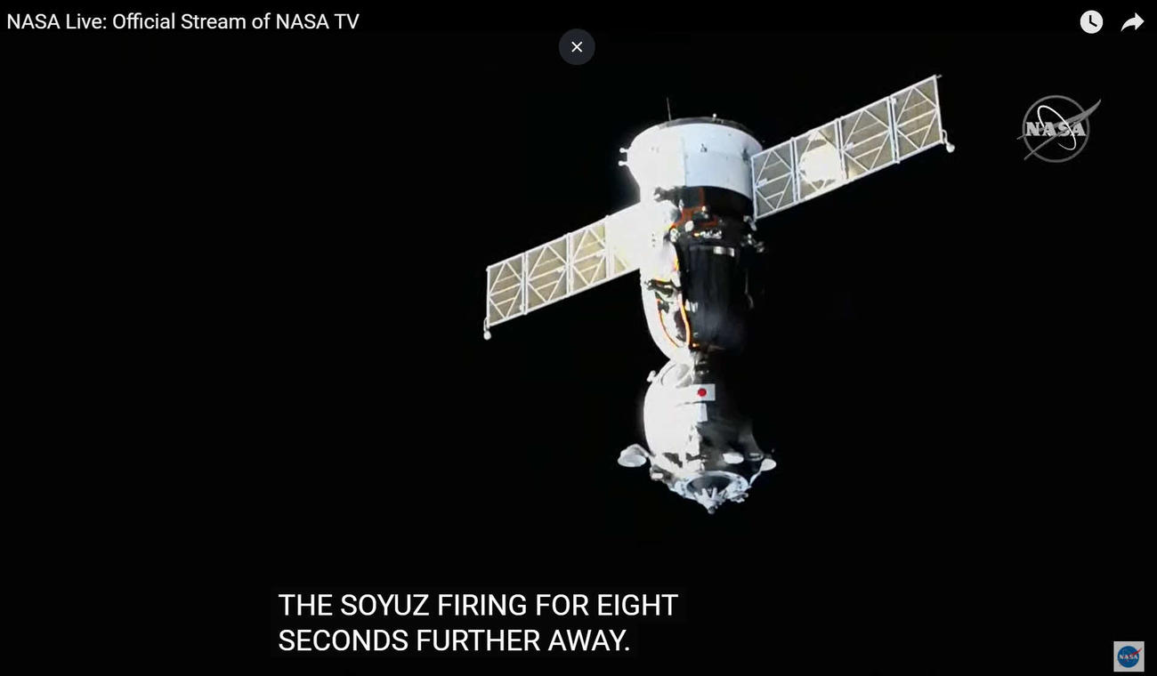 ISSとのドッキングが解かれ、宇宙に飛び立った前澤友作氏が搭乗したソユーズMS－20（C）NASA