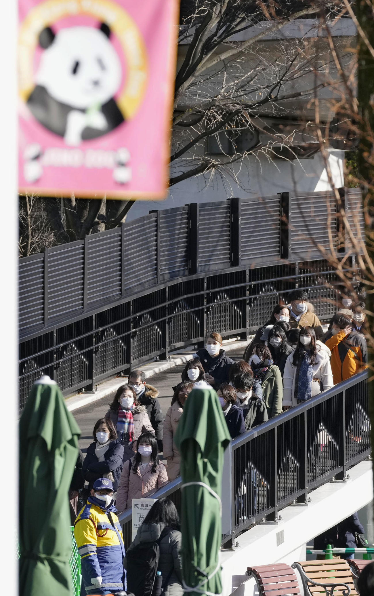 双子のジャイアントパンダをひと目見ようと、東京・上野動物園を訪れた事前抽選の当選者（共同）