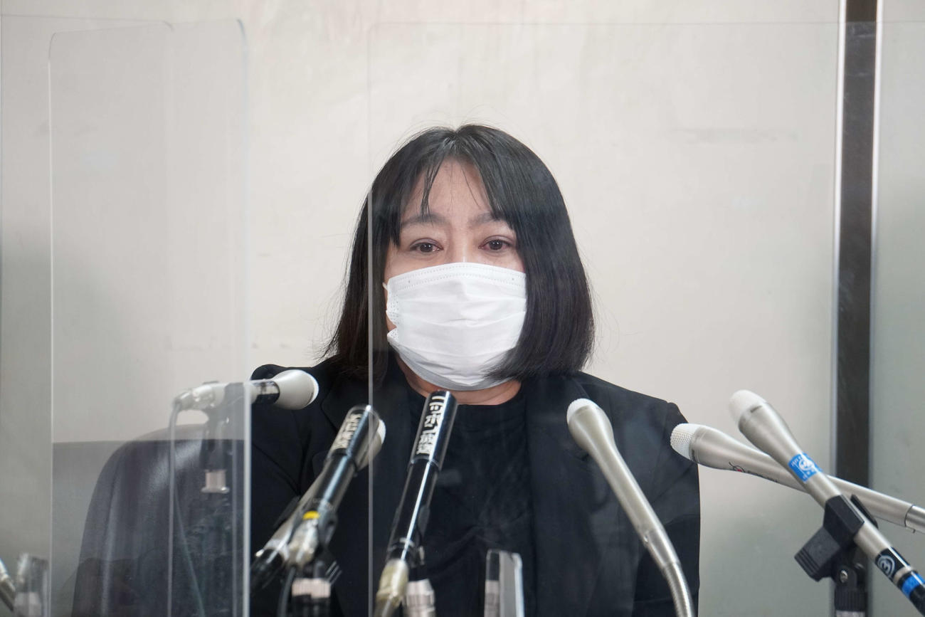 判決後に会見した木下富美子元都議（22年2月15日撮影）