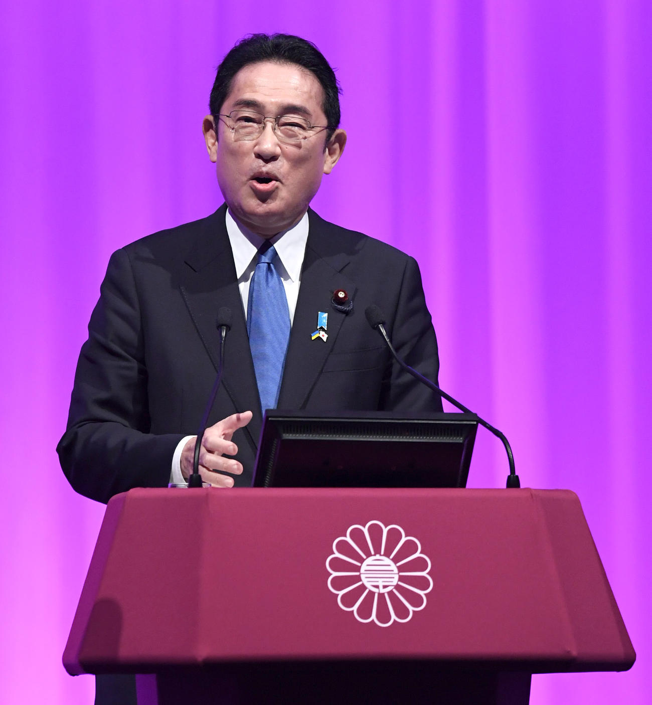 第89回自由民主党大会　自民党大会で演説する岸田文雄首相（代表撮影）