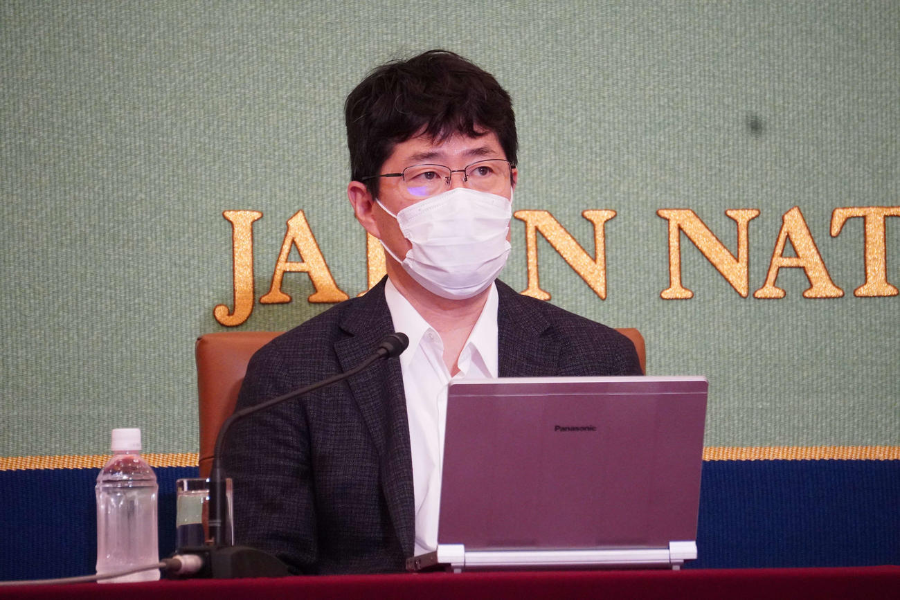 日本記者クラブで会見した赤木雅子さんの代理人弁護士生越照幸氏（撮影・沢田直人）
