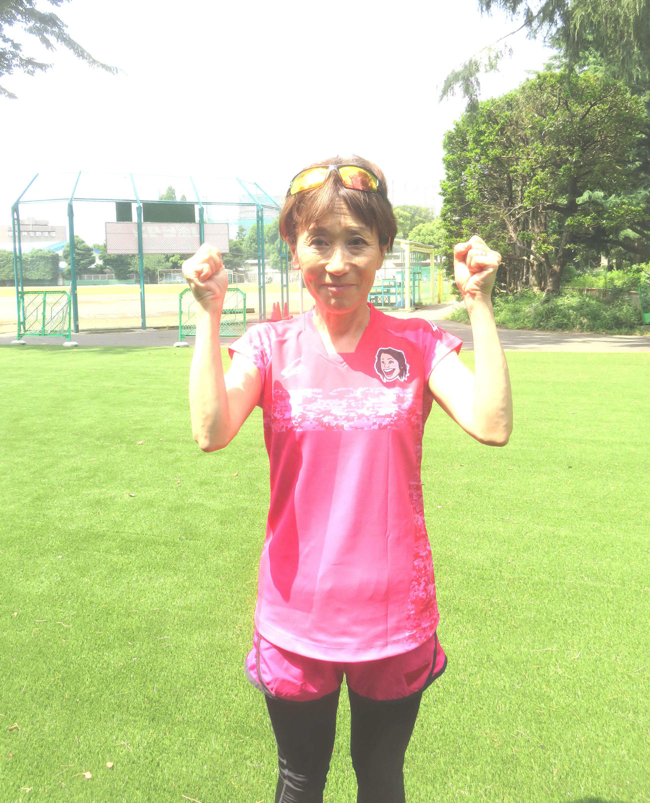 日本維新の会公認で参院選比例代表に立候補予定の松野明美氏が都内で開催されたランニングイベントで意欲をアピールした（撮影・大上悟）