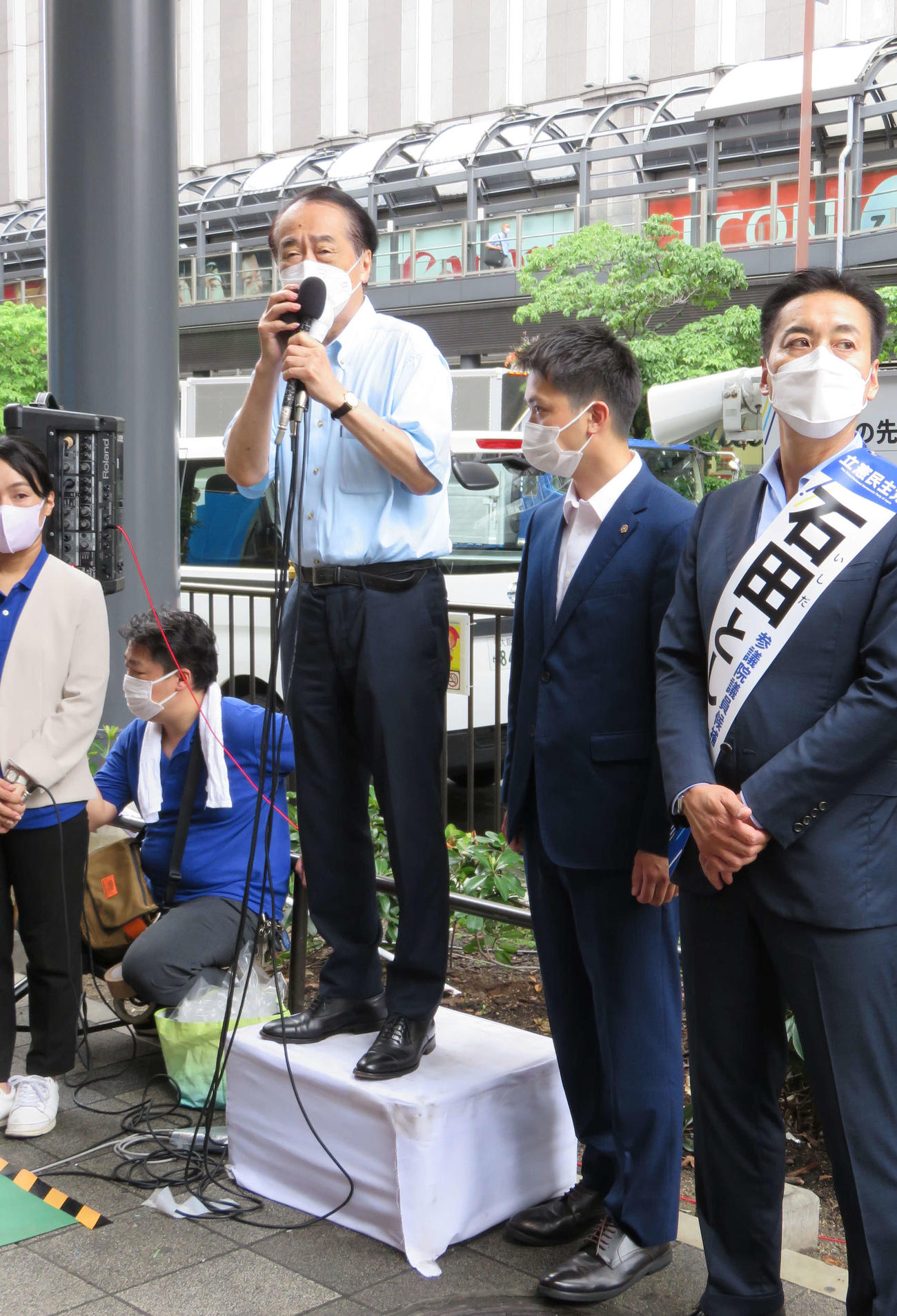 日本維新の会のお膝元、大阪へ入った立民の菅直人最高顧問（撮影・村上久美子）