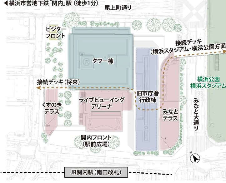 2026年春グランドオープン予定の「横浜市旧市庁舎街区活用事業」の完成見取り図