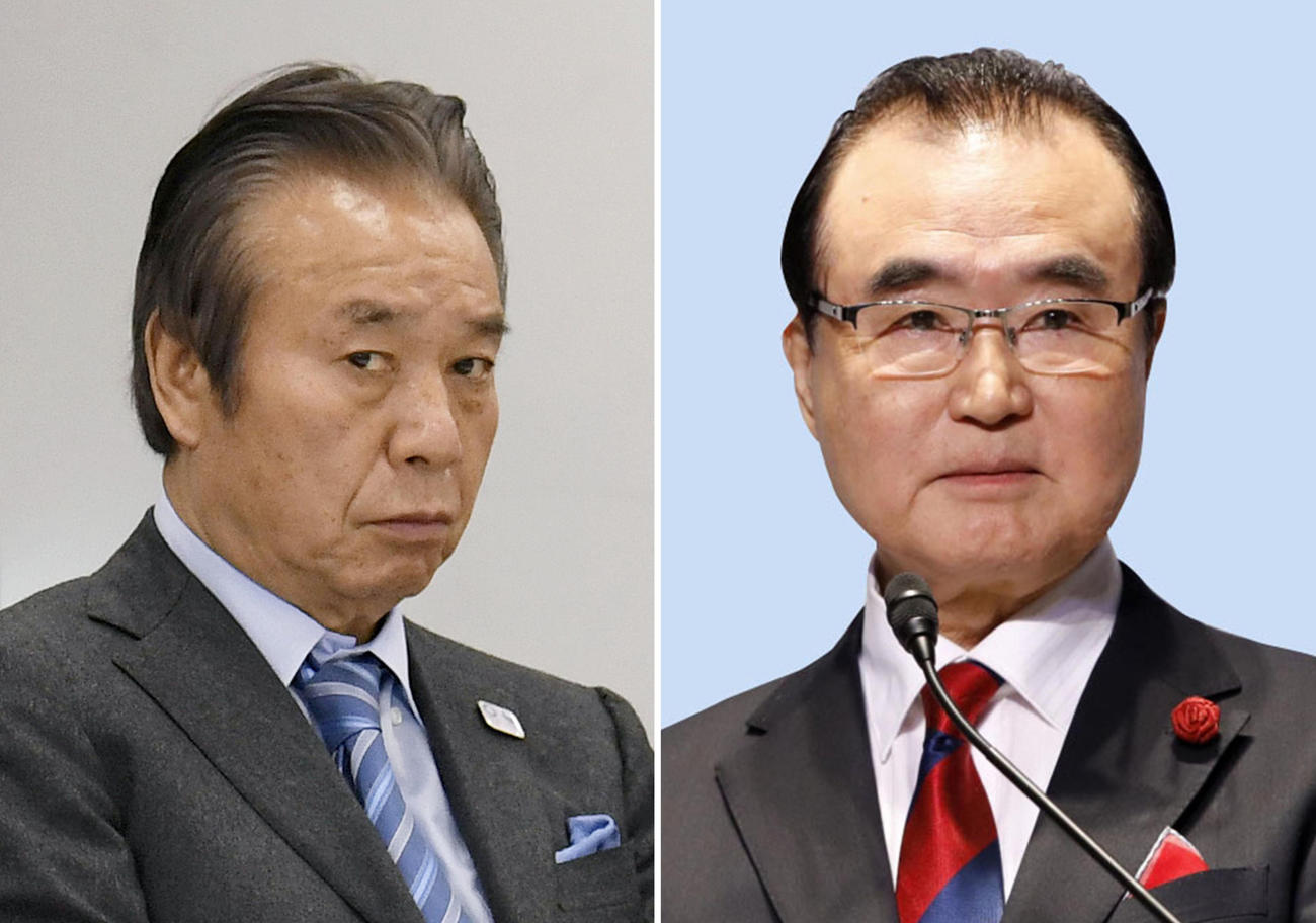 高橋治之容疑者（左）と青木拡憲容疑者（共同）