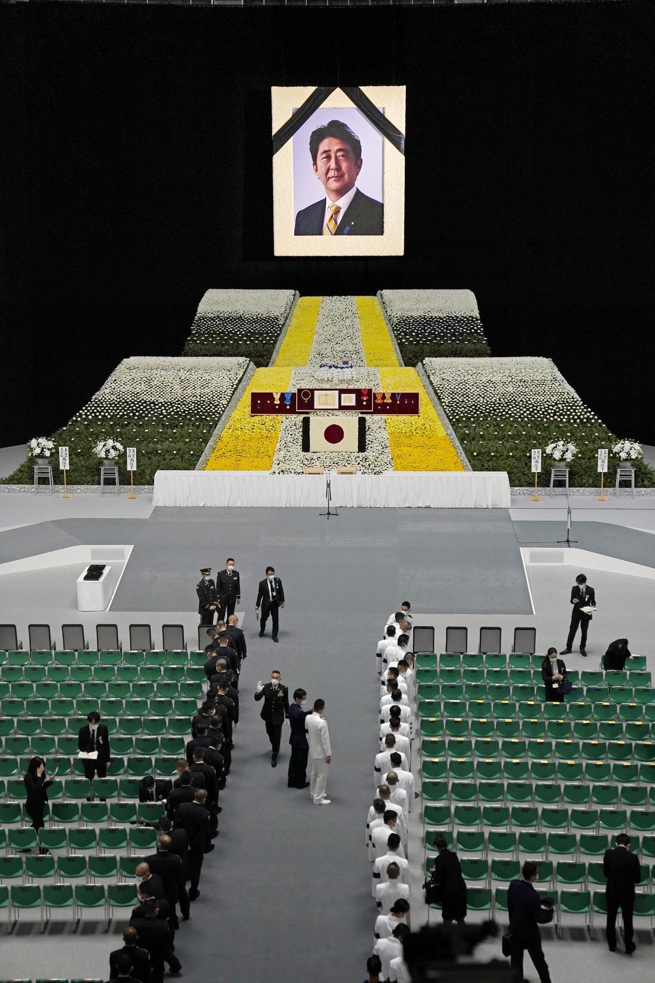 安倍元首相の国葬が行われる日本武道館＝27日午前10時30分（共同）