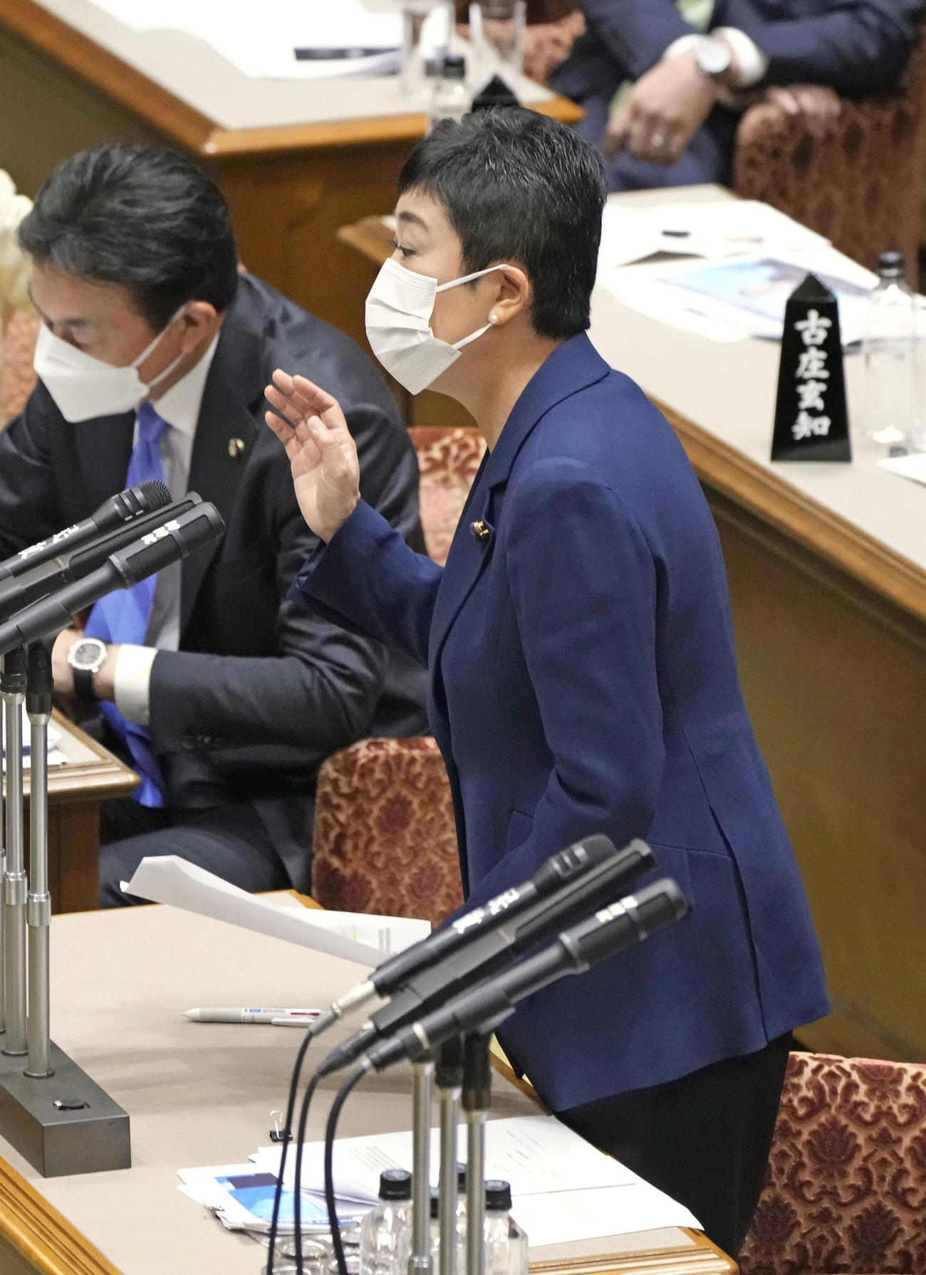 参院予算委で質問する立憲民主党の辻元清美氏（共同）