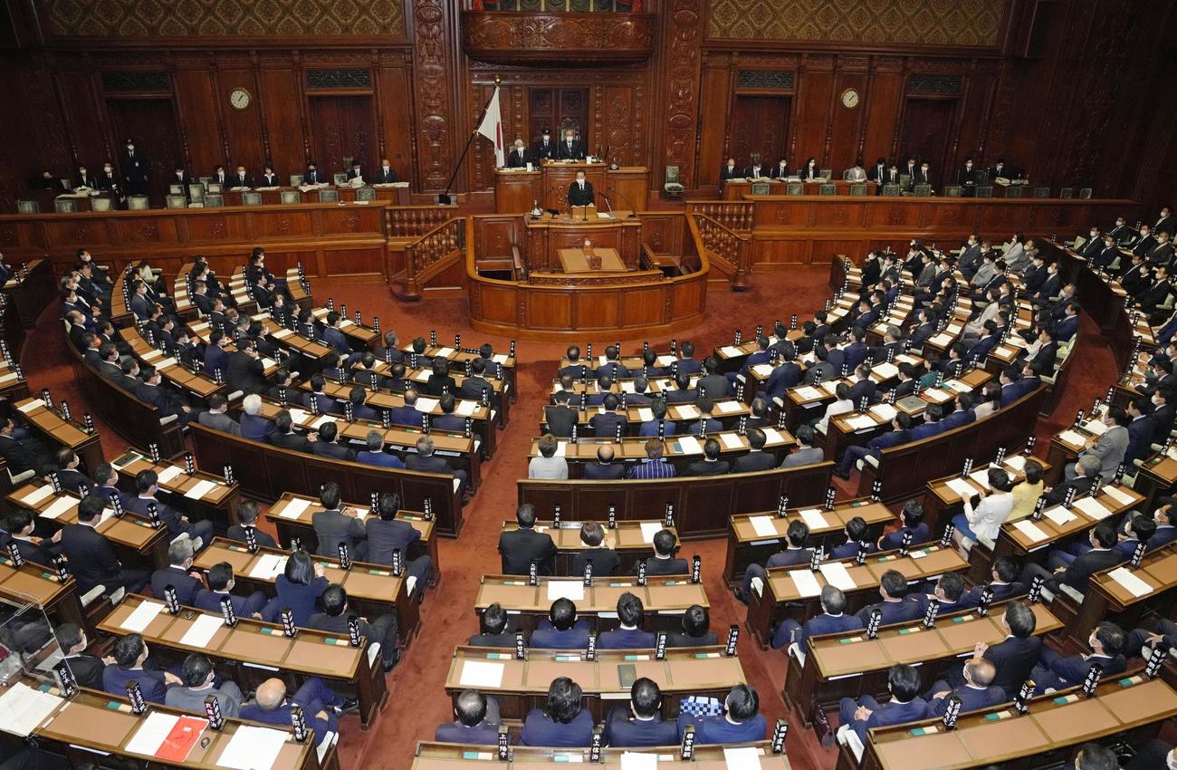 立憲民主党の野田元首相による安倍元首相の追悼演説が行われた衆院本会議（共同）