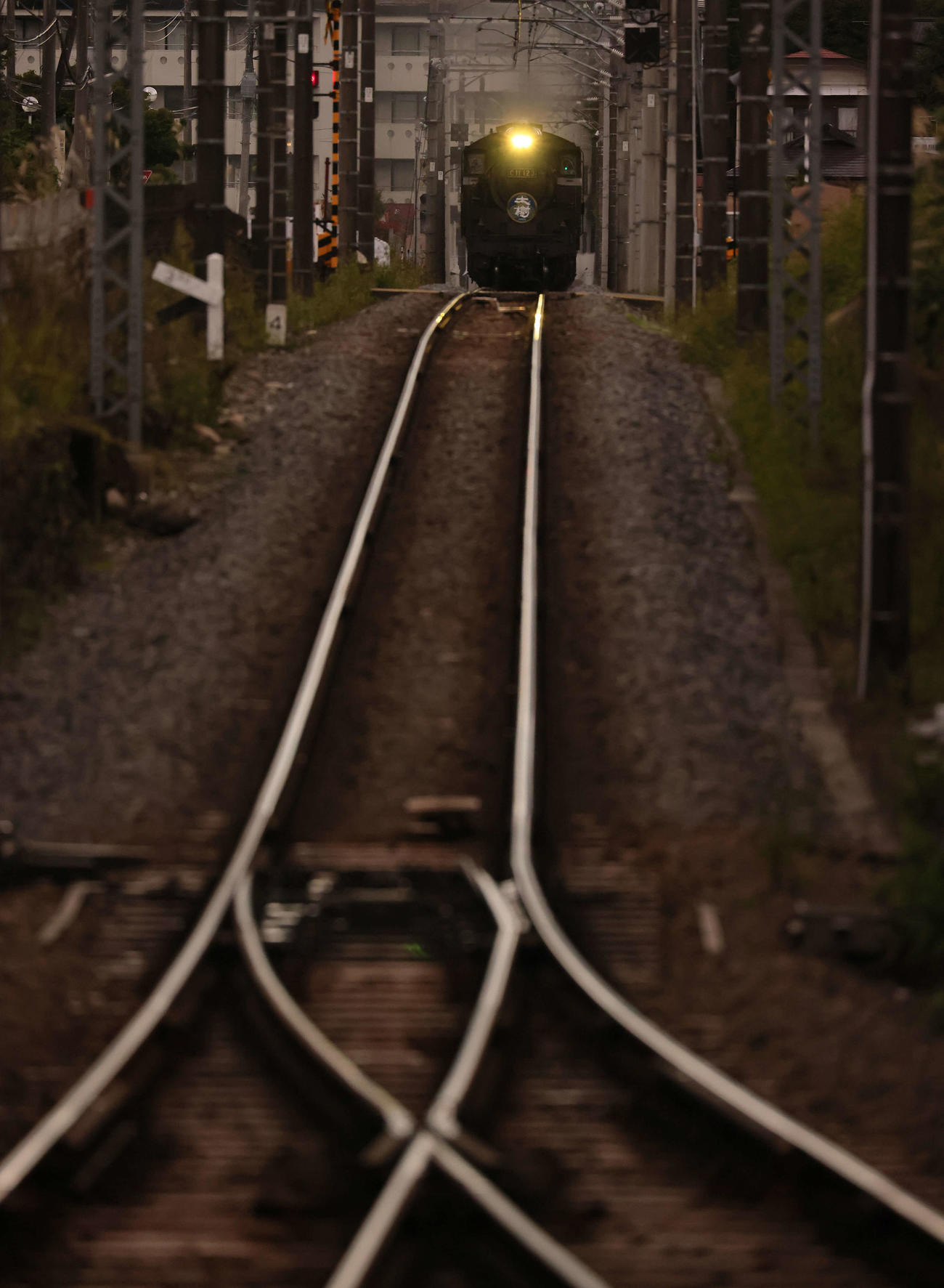 暗闇を走る東武鉄道のSL大樹（撮影・足立雅史）