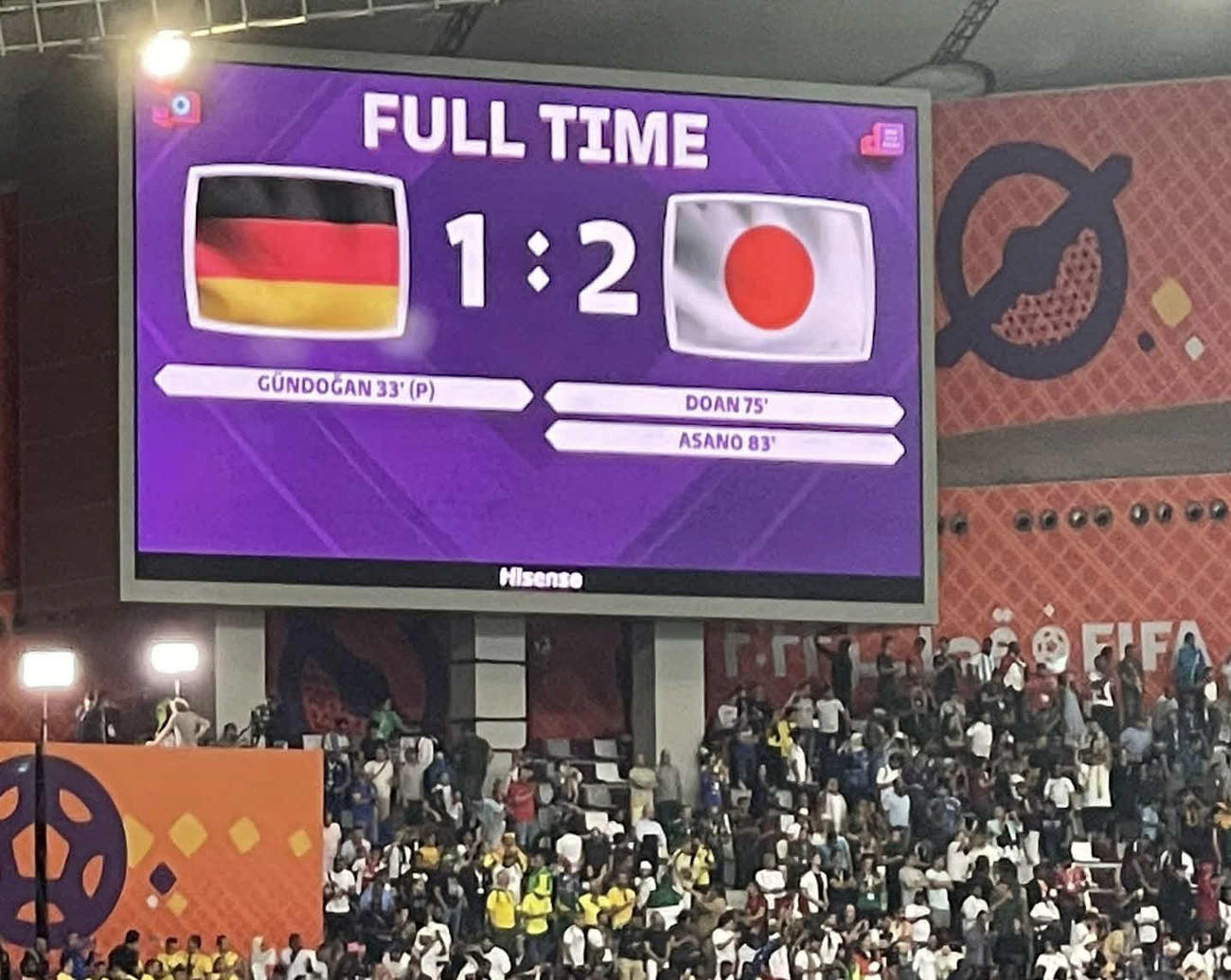 23日、日本代表は1次リーグ初戦のドイツ戦に勝利。関口さんは「ビジョンに試合の時間表示がされないからハラハラドキドキしました」と語った