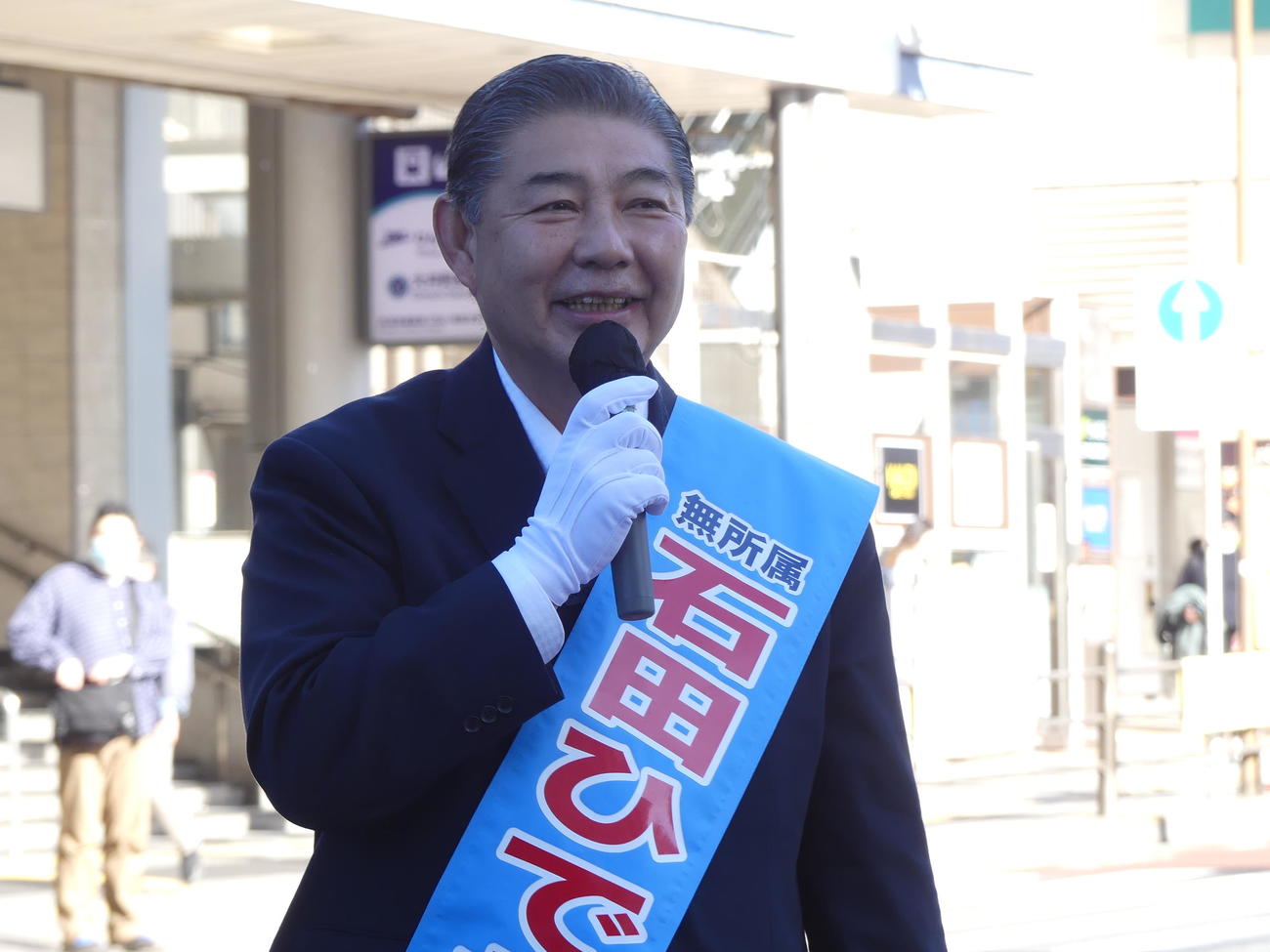 品川区長選の再選挙に立候補した石田秀男氏（撮影・中山知子）