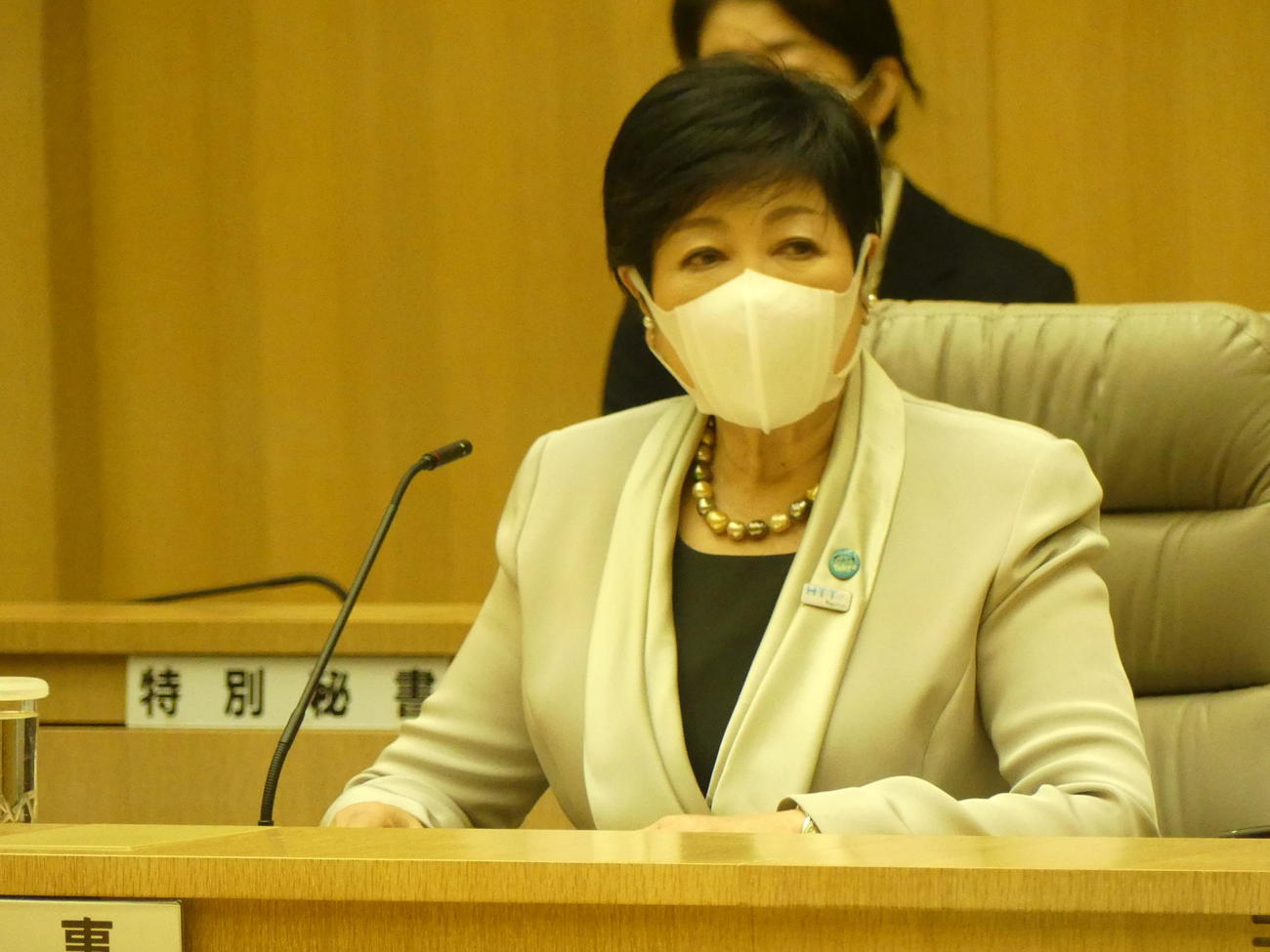 職員に新年のあいさつを行う東京都の小池百合子知事（撮影・中山知子）