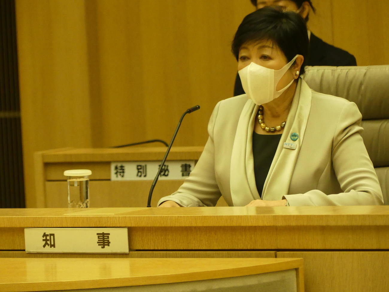 職員に新年のあいさつを行う東京都お小池百合子知事（撮影・中山知子）