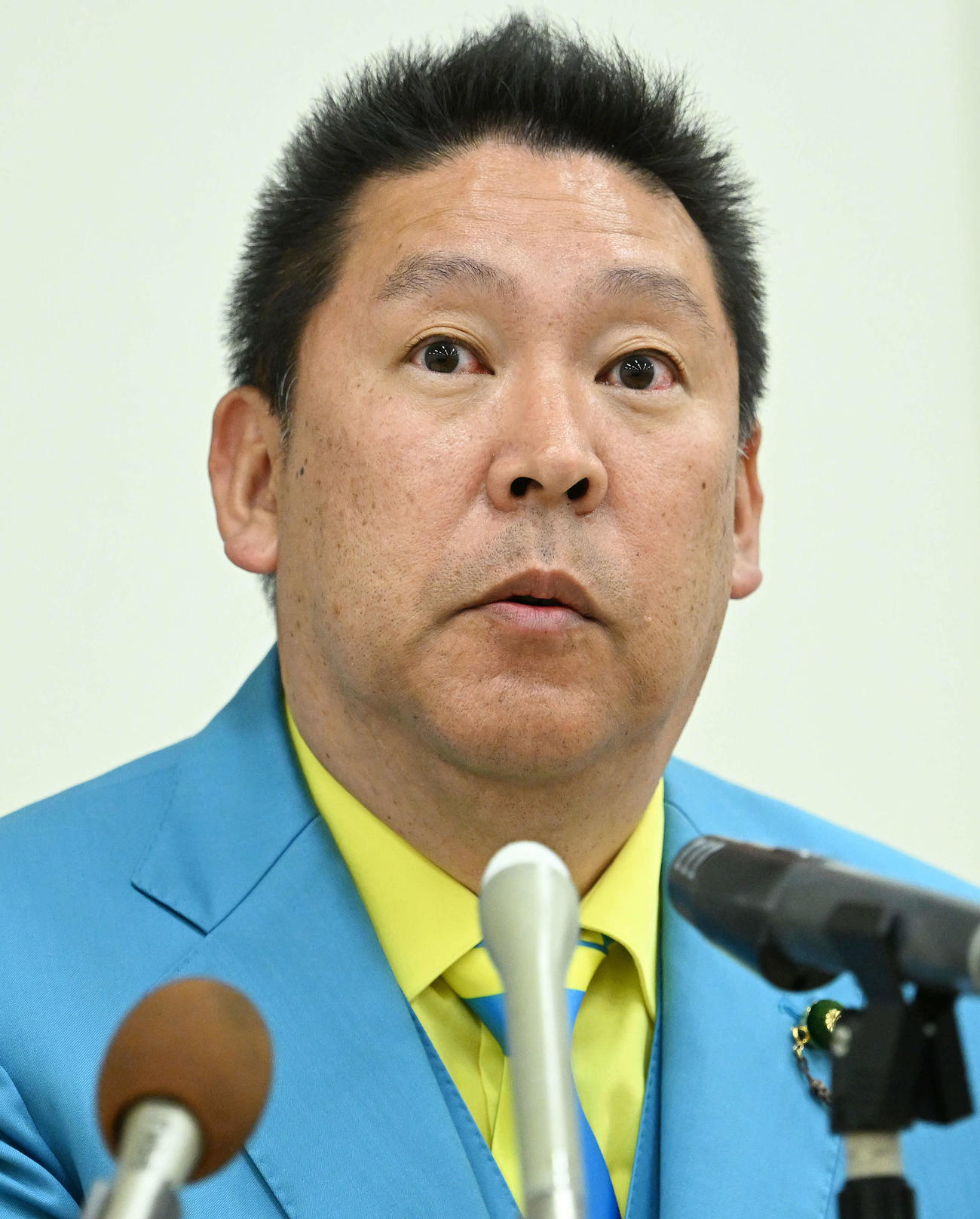 会見するNHK党の立花孝志党首（撮影・滝沢徹郎）