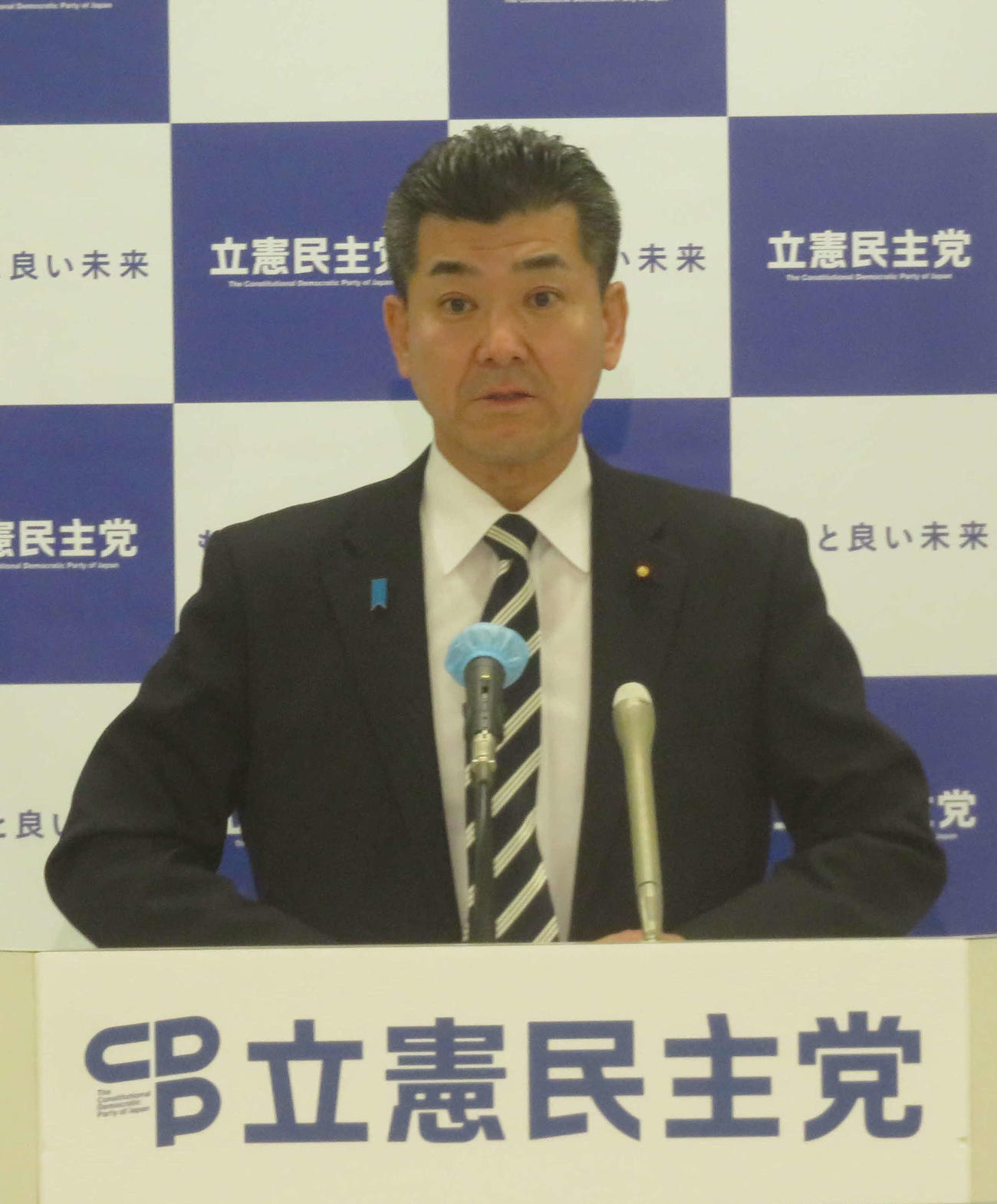 立憲民主党の泉健太代表は4月の衆院千葉5区補選で野党間の候補者調整への意向を示した（撮影・大上悟）