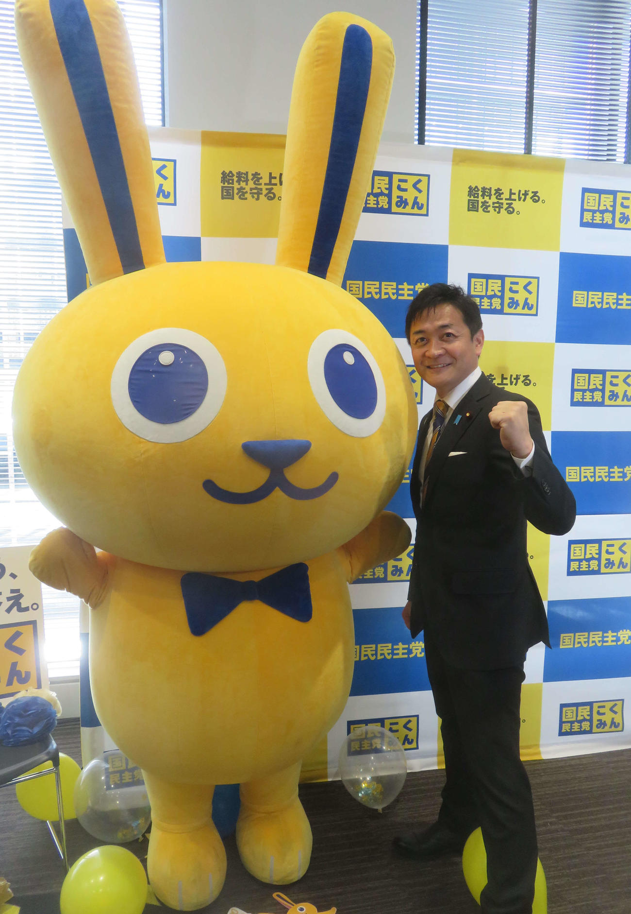 国民民主党の玉木雄一郎代表は党大会で政策実現のために与党との連携継続する方針を示した（撮影・大上悟）