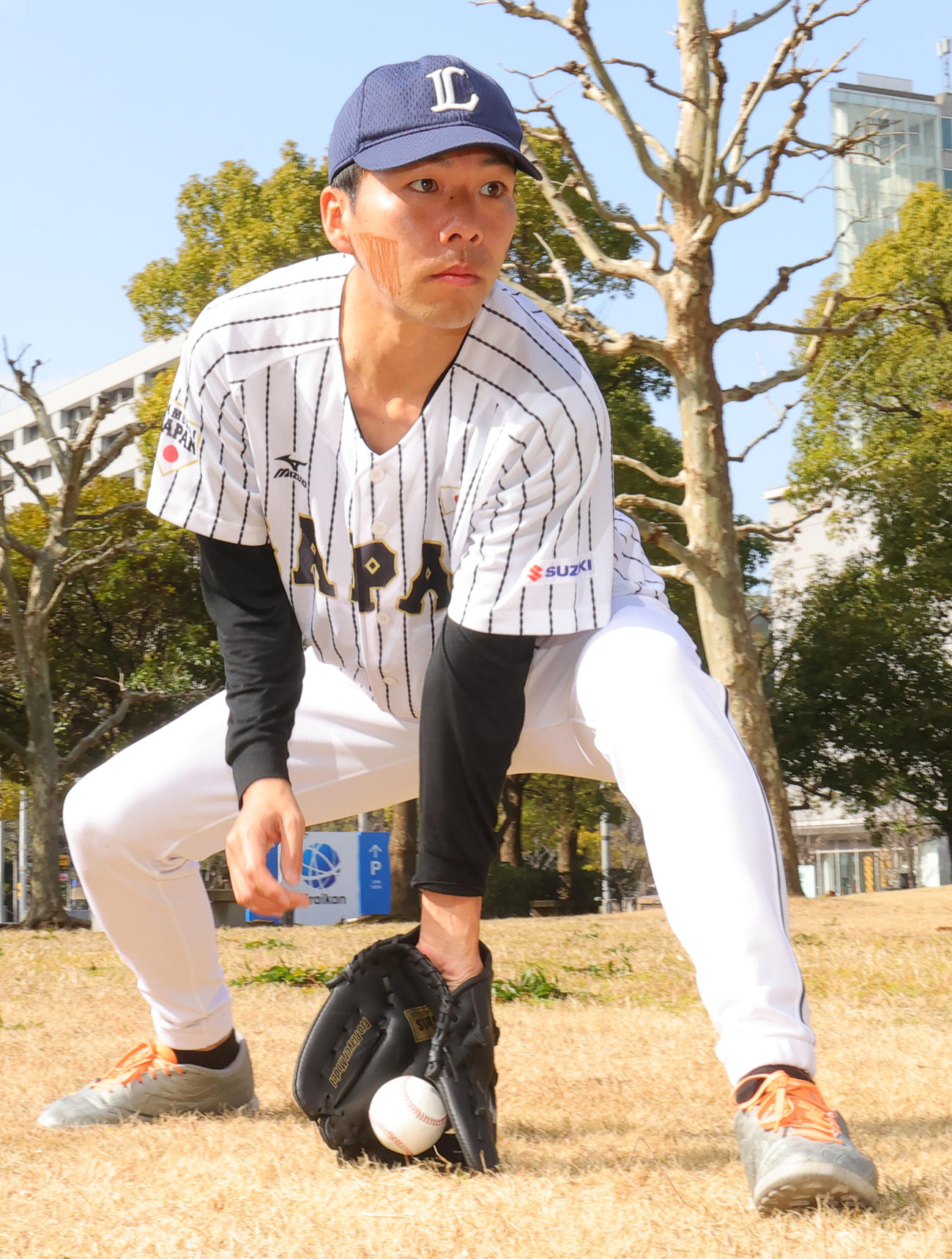WBCに向け気合が入るエネルギー源田壮亮（ポジティブコウタ）（撮影・野上伸悟）