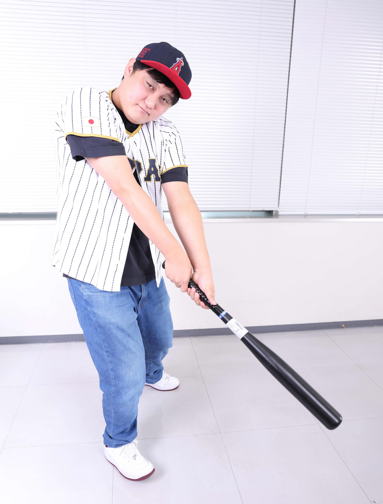 大谷翔平のものまねをする「＃ちょいまねジャパン」の太谷翔平（撮影・河田真司）