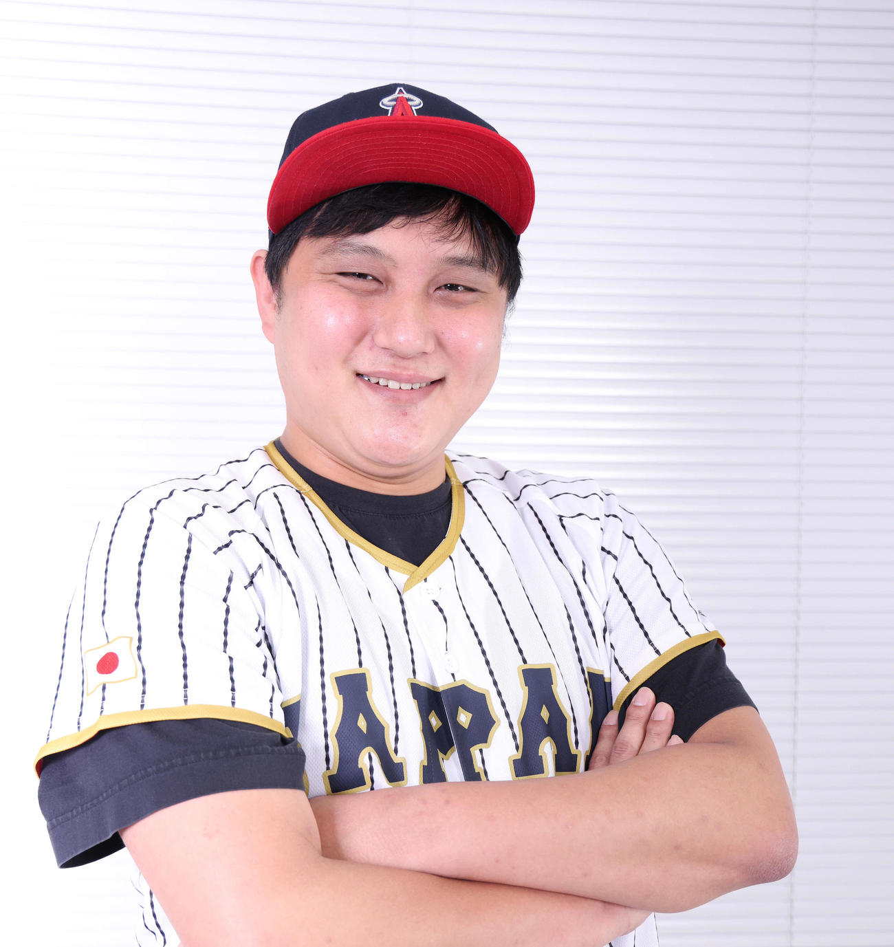 大谷翔平のものまねをする「＃ちょいまねジャパン」の太谷翔平（撮影・河田真司）
