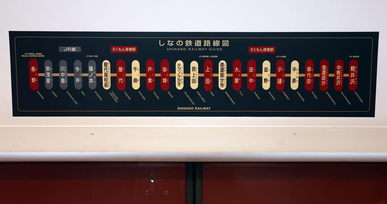 しなの鉄道の路線図（撮影・浅見桂子）