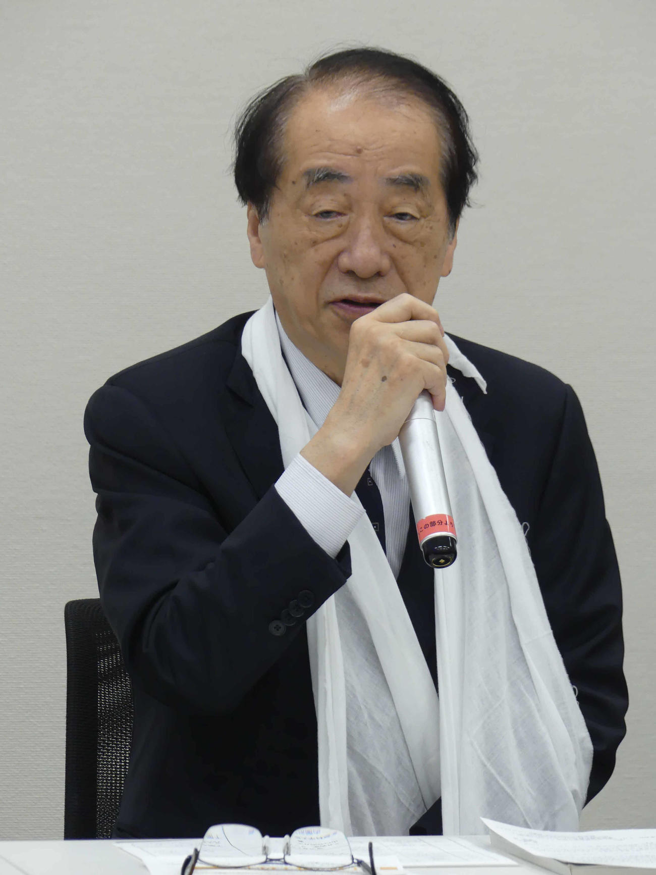 衆院山口2区補選で、平岡秀夫氏を全面支援すると表明した立憲民主党の菅直人元首相（撮影・中山知子）