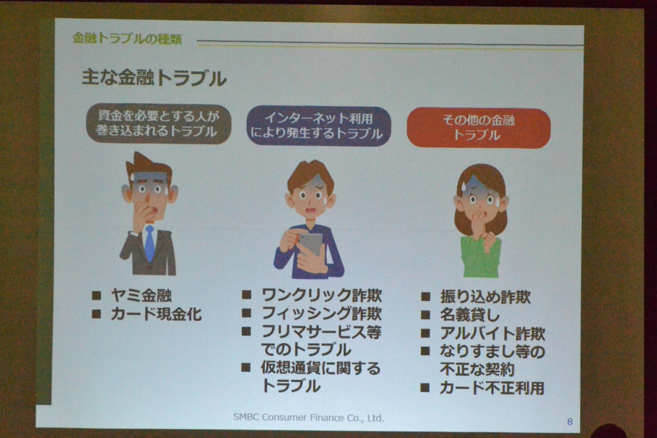 どんな金融トラブルがあるかも明示