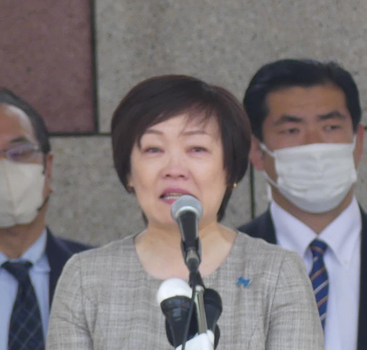 衆院山口4区補選に出馬した自民・吉田真次氏の出陣式であいさつする安倍昭恵さん（撮影・中山知子）