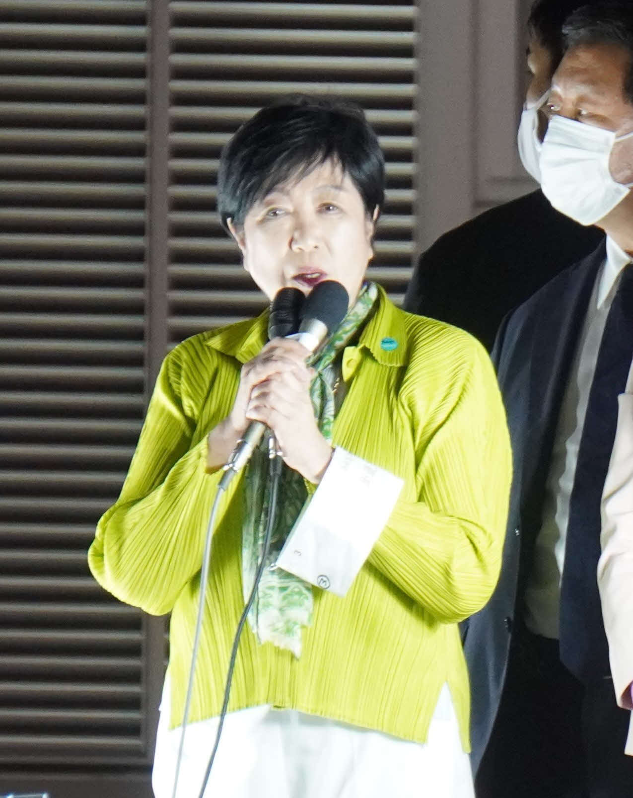 元秘書事務担当部長を務めた候補者の応援に駆けつけた小池百合子都知事（撮影・沢田直人）