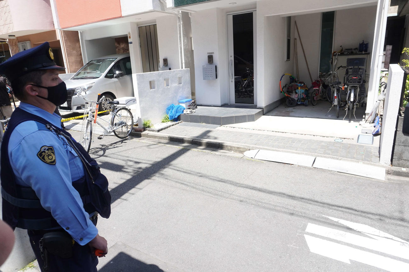 男子中学生が刺された現場（撮影・沢田直人）