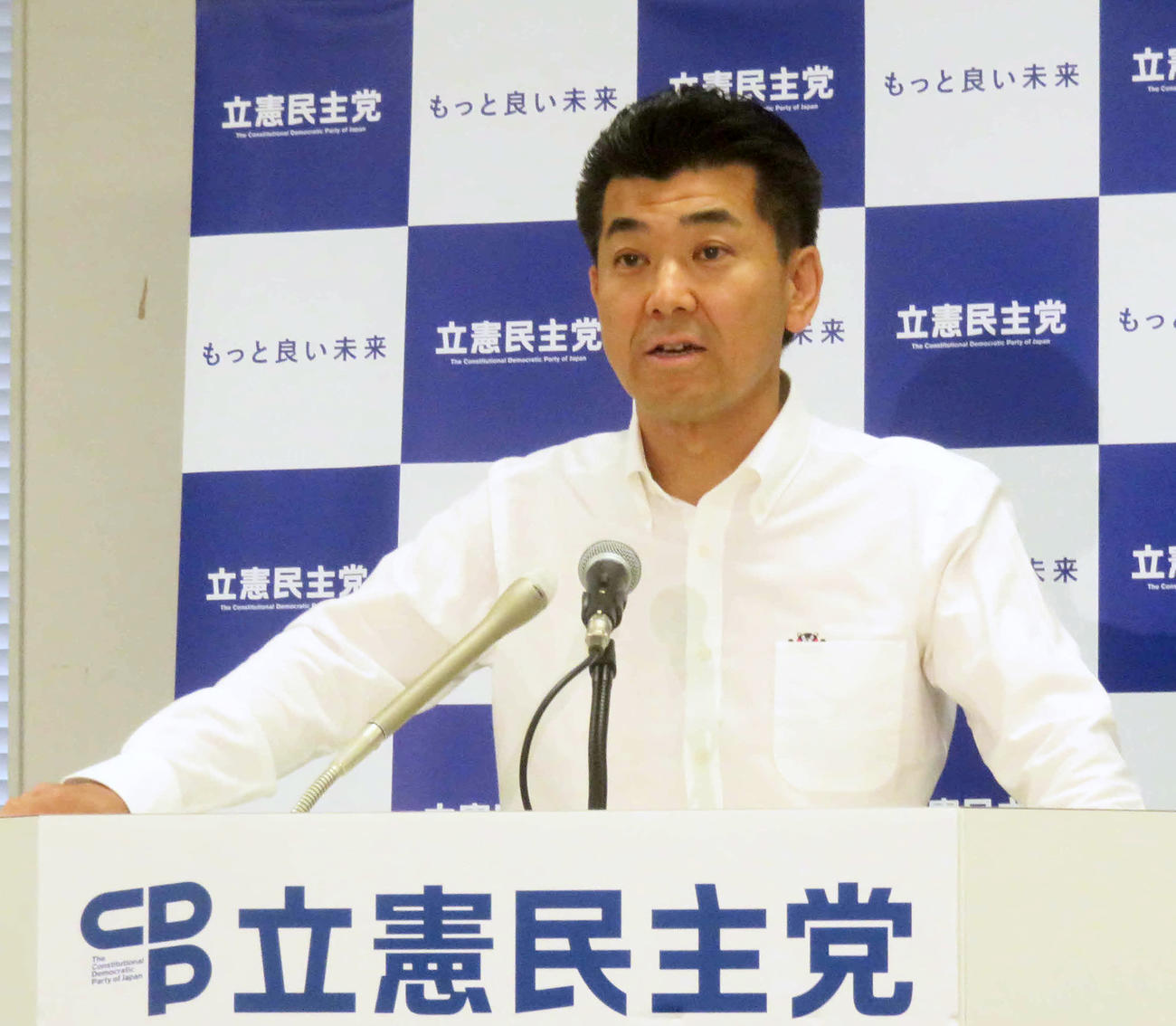 立憲民主党の泉健太代表は岸田文雄首相と親族の写真誌報道でセキュリティー上の問題を指摘した（撮影・大上悟）