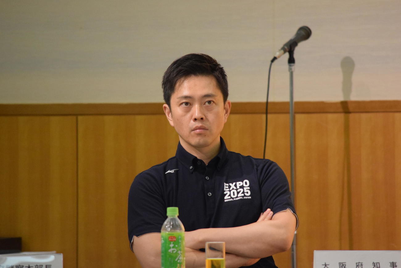 大阪府安全なまちづくり推進会議総会に出席した吉村洋文大阪府知事（撮影・阪口孝志）