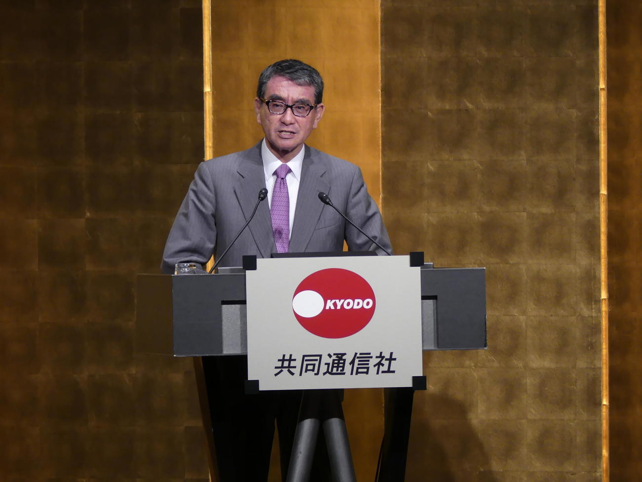 都内で講演する河野太郎デジタル担当相（撮影・中山知子）