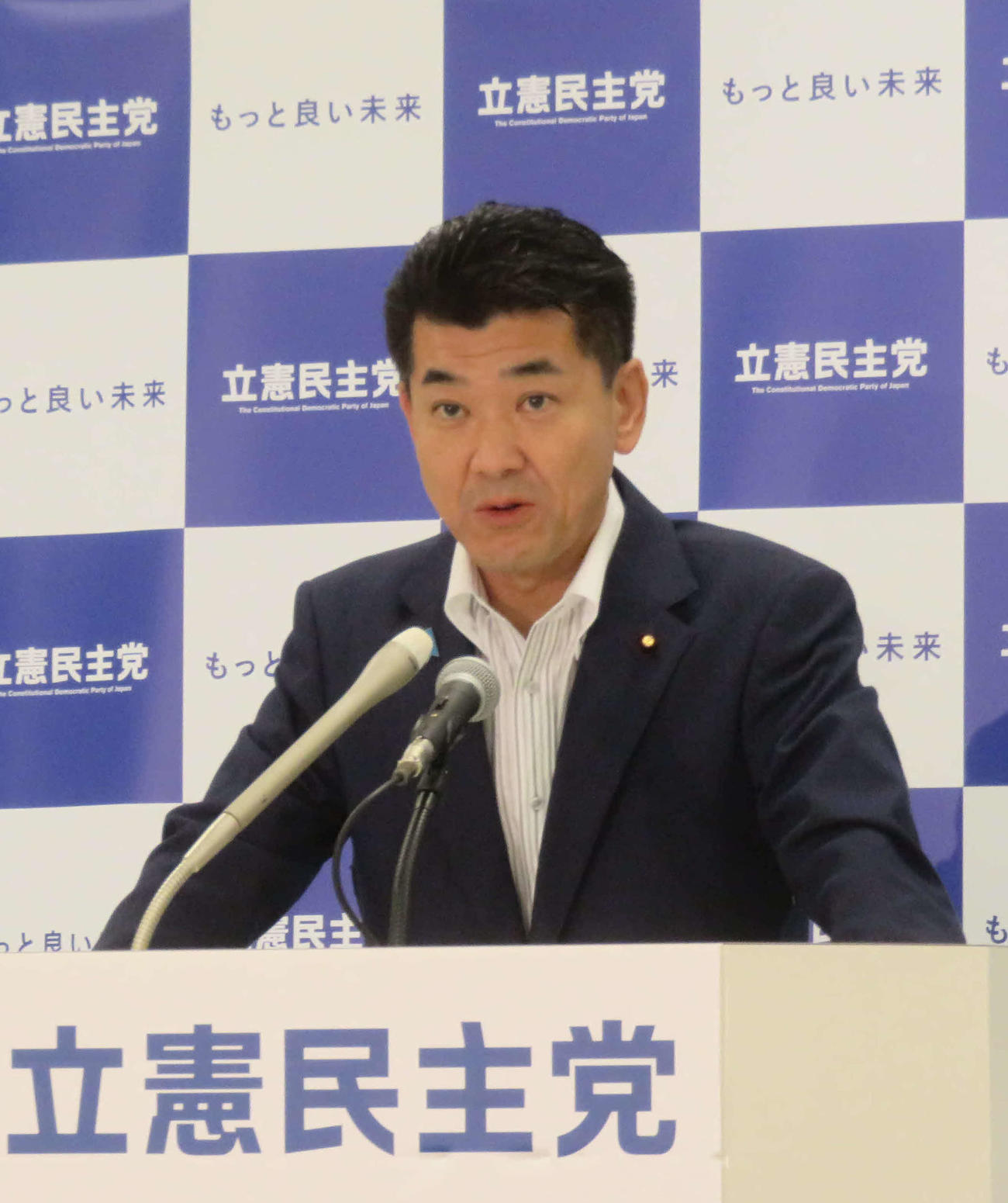 立憲民主党の泉健太代表は次期衆院選を巡る野党連携で共産党や日本維新の会の発言に反論した（撮影・大上悟）