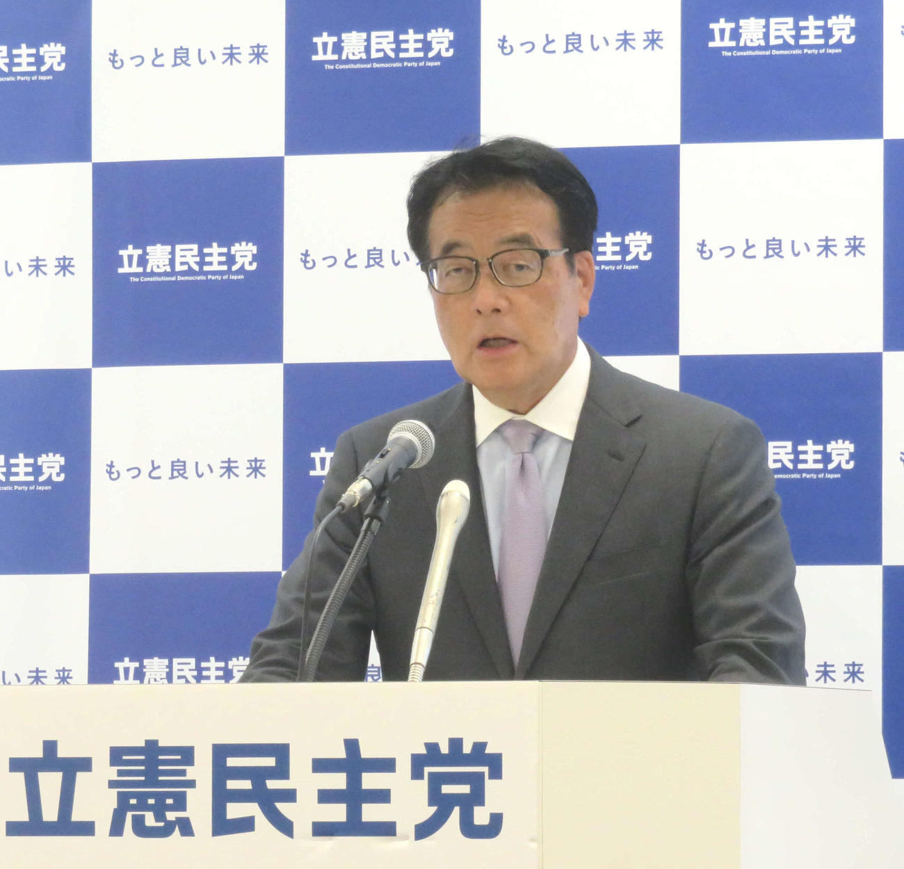 立憲民主党の岡田克也幹事長は日本維新の会の馬場伸幸代表の発言を非難した（撮影・大上悟）