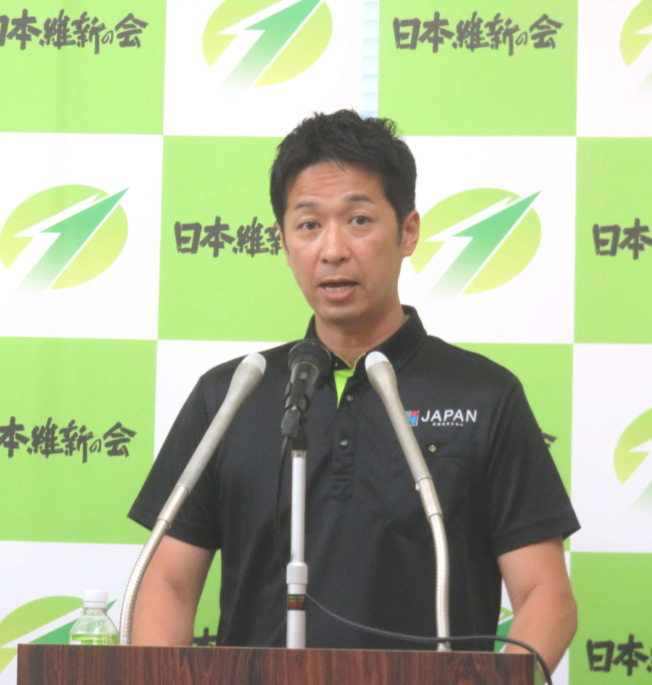 日本維新の会の藤田幹事長（撮影・大上悟）