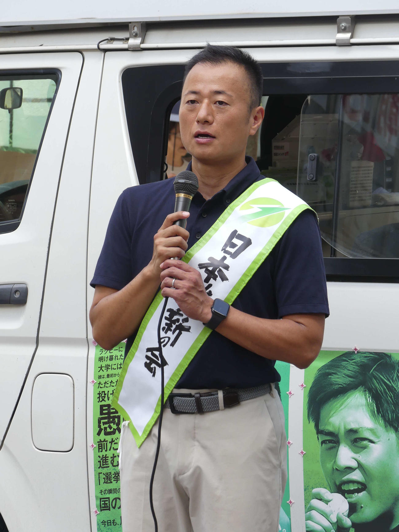 街頭演説する日本維新の会の河村建一氏（撮影・中山知子）