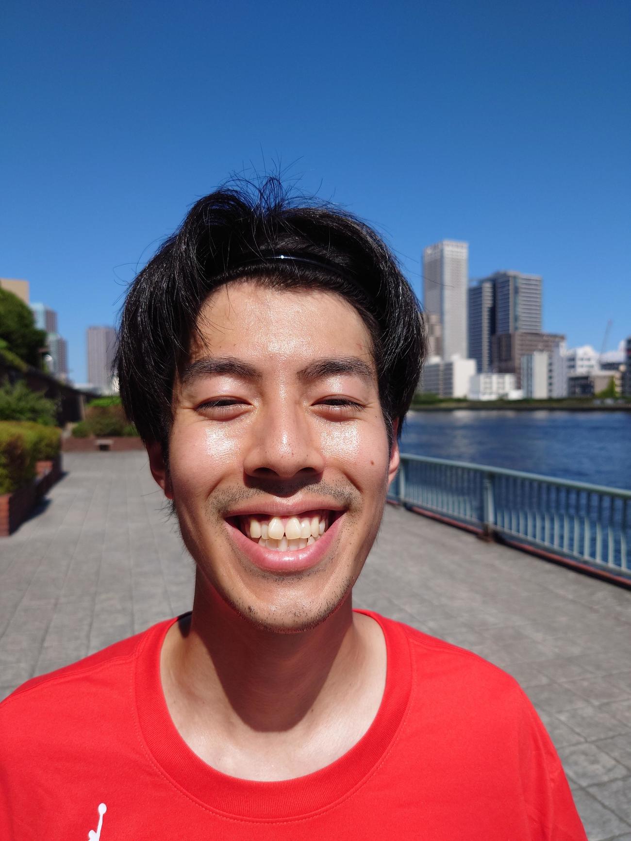 渡辺ぴ勇（渡辺飛勇）＝しょっぴー（撮影・寺沢卓）