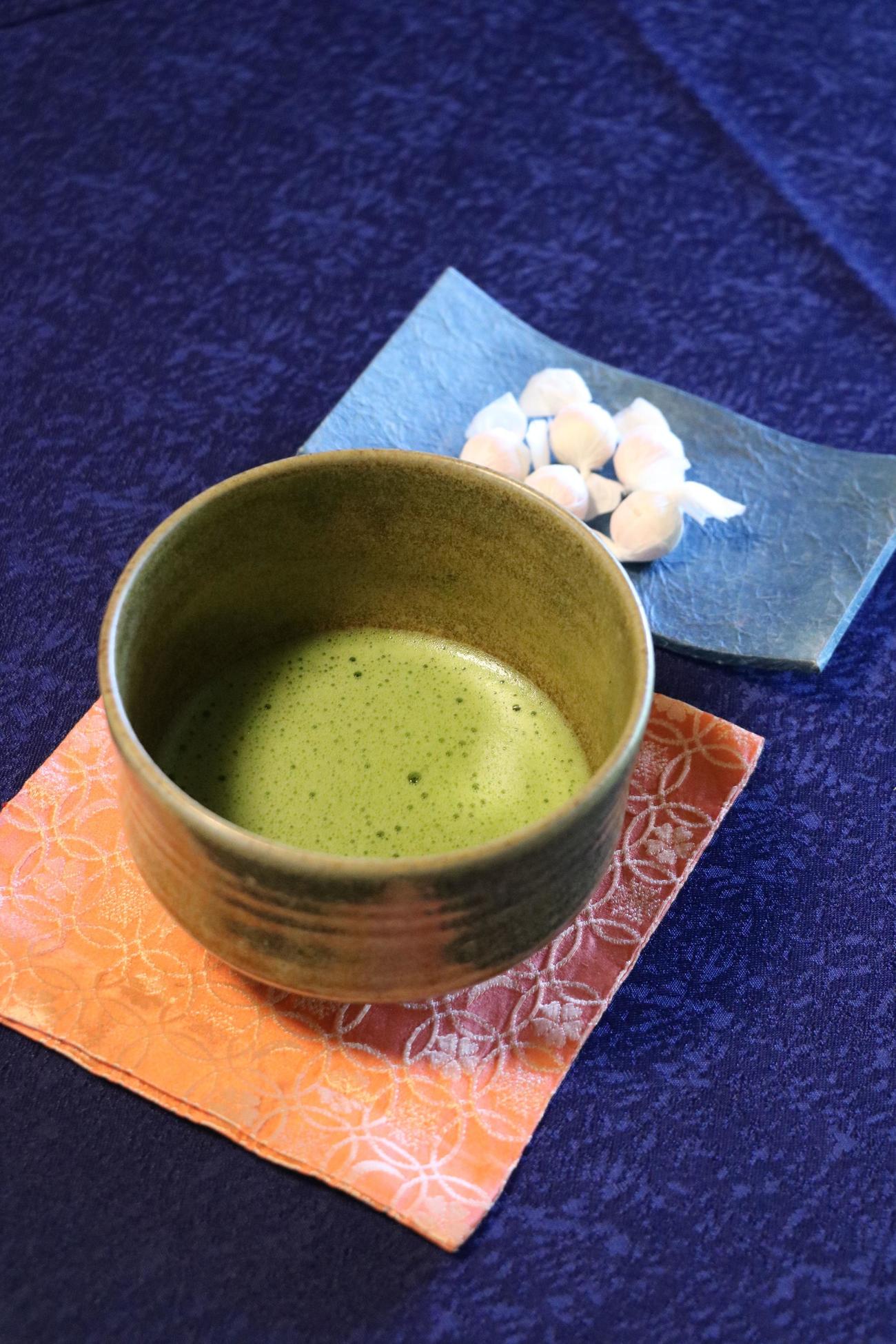 佐々木大地七段が午前のおやつに注文した「抹茶」（日本将棋連盟提供）