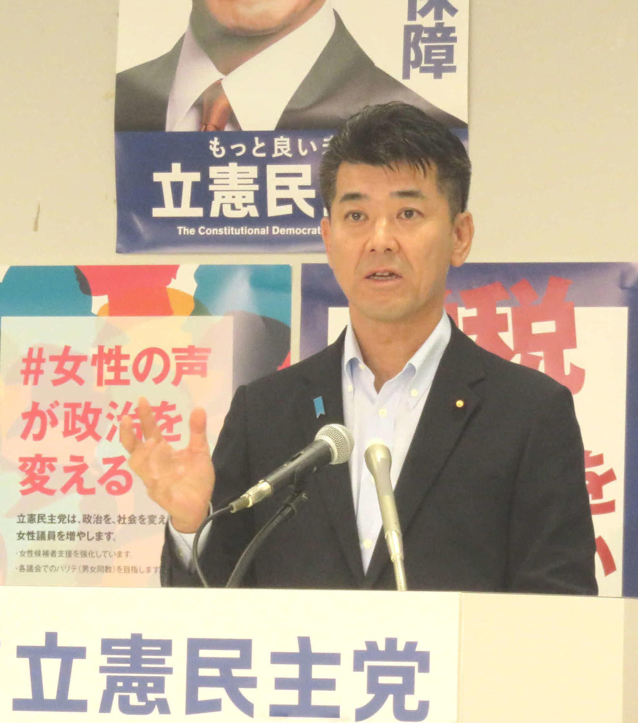 立憲民主党の泉健太代表は処理水を汚染水と発言した野村哲郎農相を批判した（撮影・大上悟）