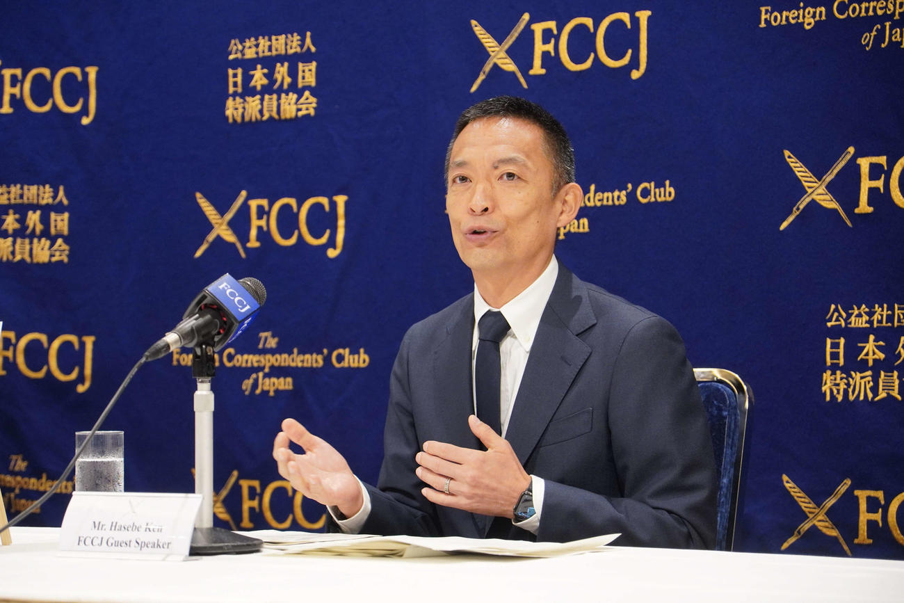 日本外国特派員協会で記者意見を開いた渋谷区の長谷部健区長（撮影・沢田直人）