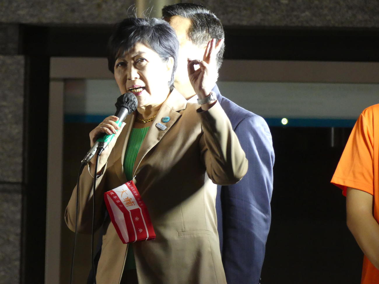 東京都議補選立川市選挙区に出馬した都民ファーストの会候補の応援に入った小池百合子都知事（撮影・中山知子）