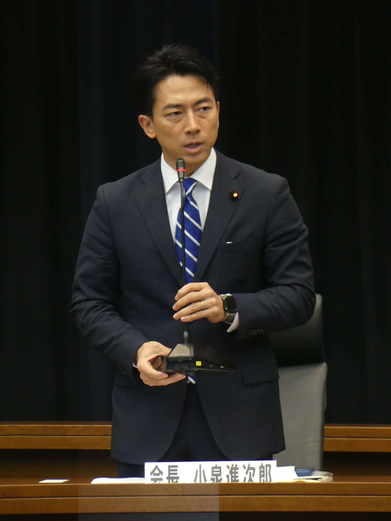 「プライバシー議連」の設立総会であいさつする自民党代表の小泉進次郎元環境相（撮影・中山知子n）