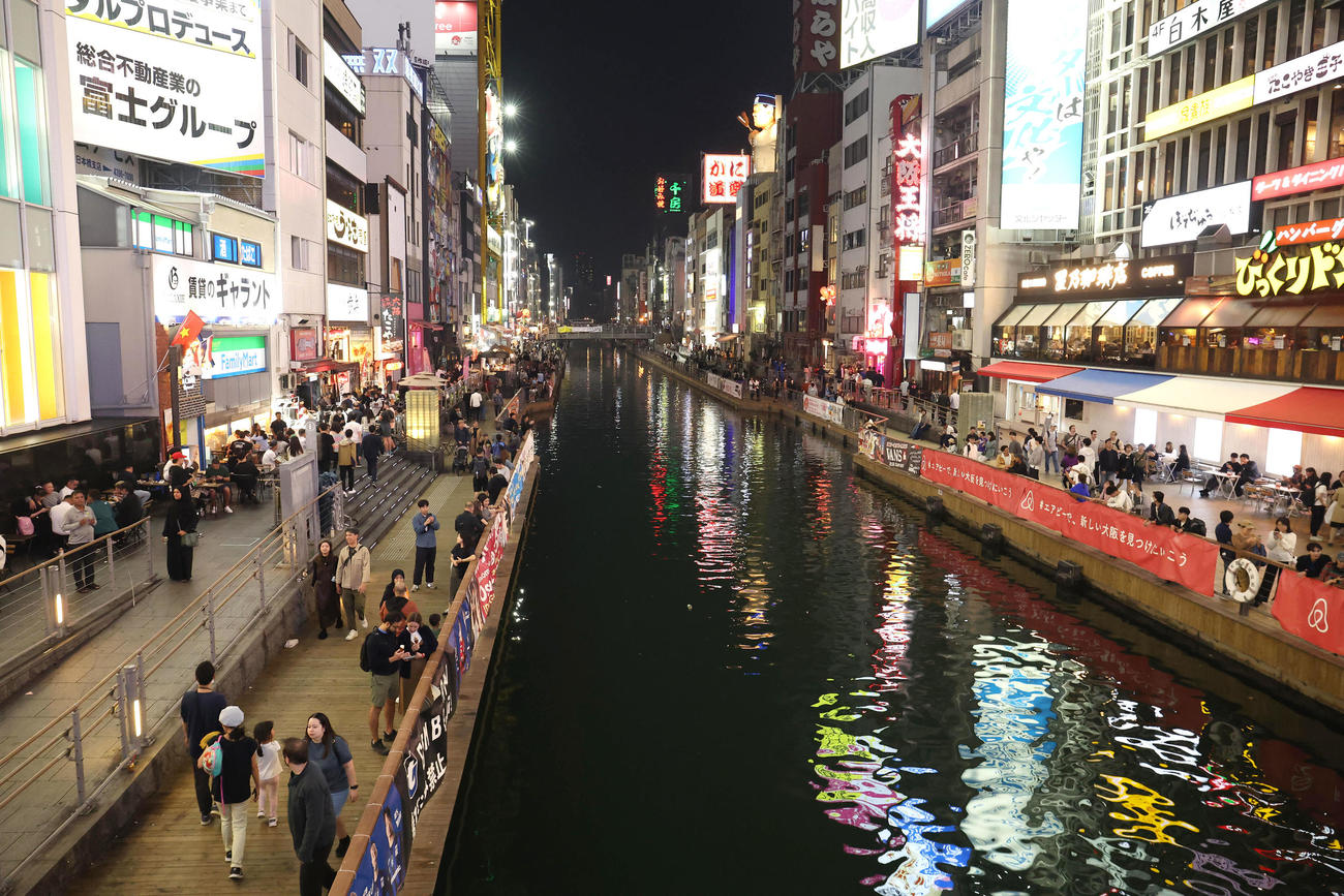 まだ穏やかな道頓堀（撮影・白石智彦）